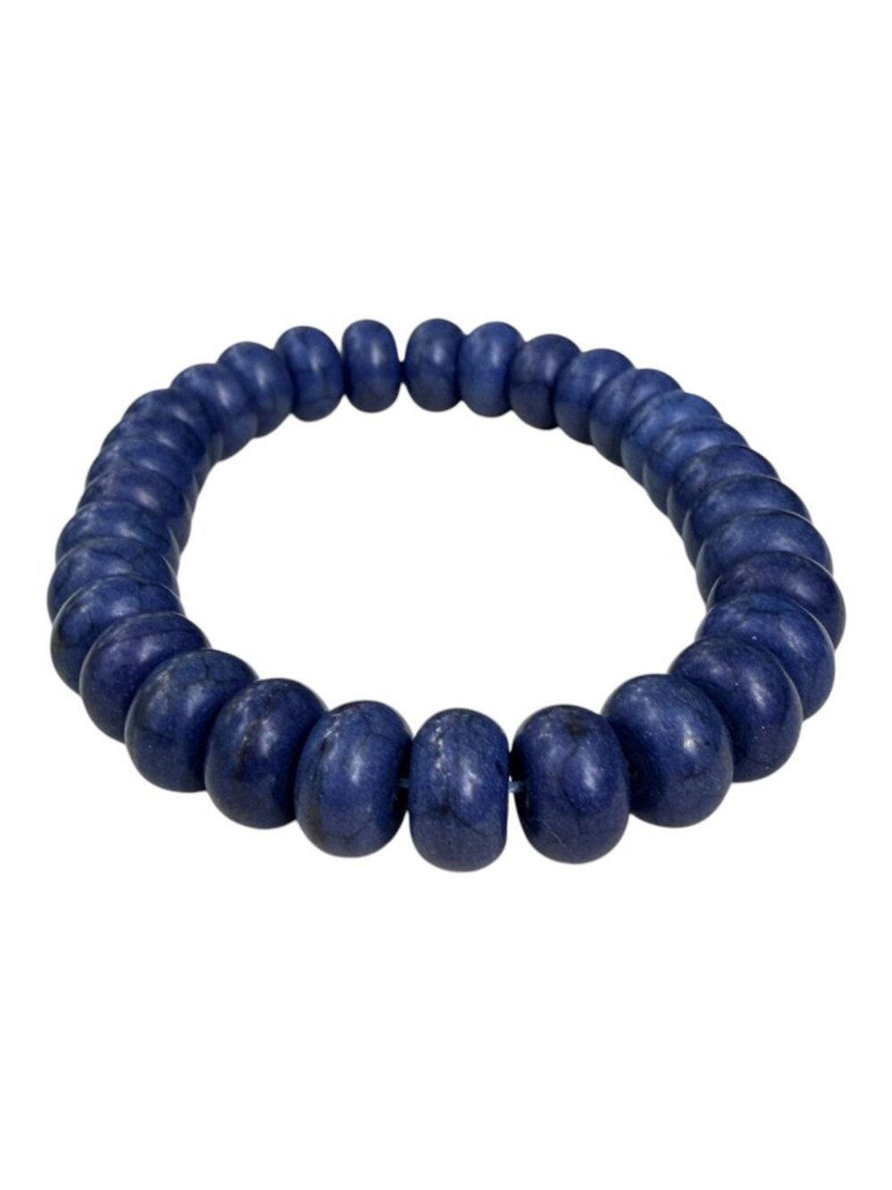 Blue Indigo Beaded Stretch Bracelet Natural Stone Style Boho Blue Indigo Beaded